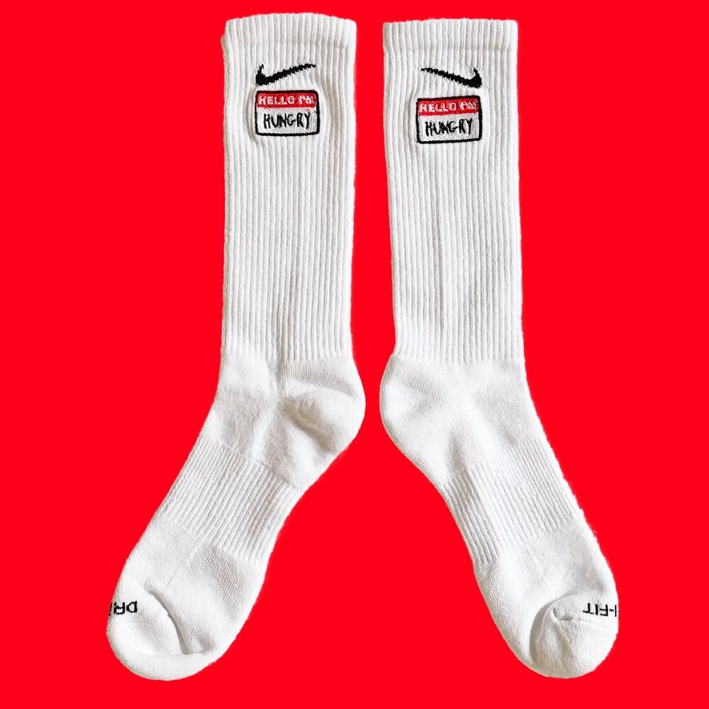 Hello I’m Hungry Embroidered Socks | Customized Socks